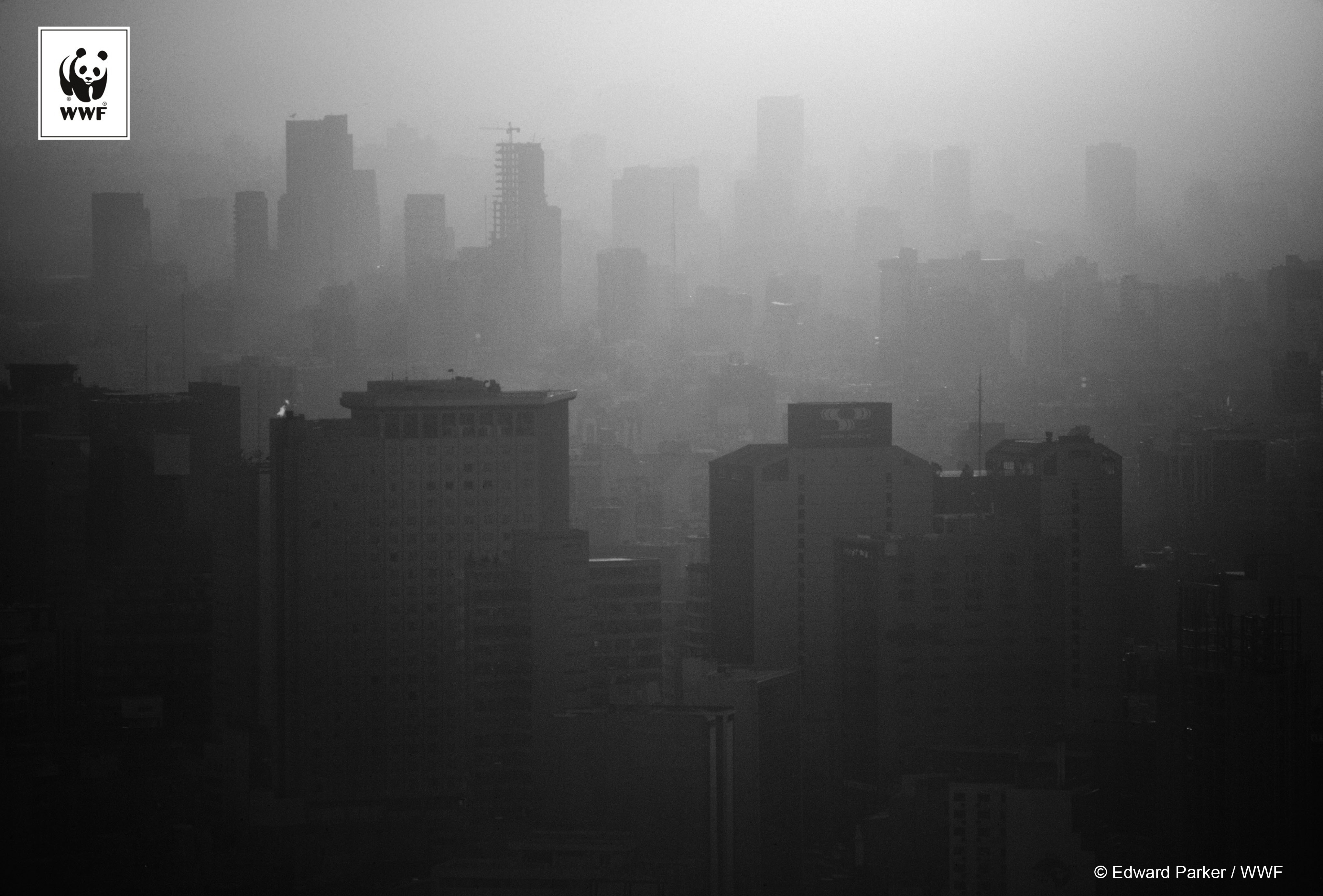 Mexico City enveloped in smog, Mexico.